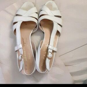 Salvatore Ferragamo White Leather Sandals